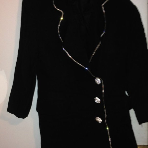 Black Solini Rhinestone-Trimmed Black Jacket - Picture 5 of 9